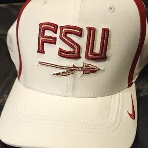 Nike White and Red FSU Cap